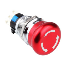 19M-Q1 19mm Metal Emergency Stop Button 2NO+2NC 