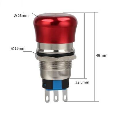 19M-Q1 19mm Metal Emergency Stop Button - 2