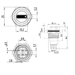 19X-P1 19mm Anahtarlı Mandal Buton 0-1 - 2