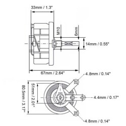 1K 100W BC1 Rheostat Resistor - Potentiometer - 3