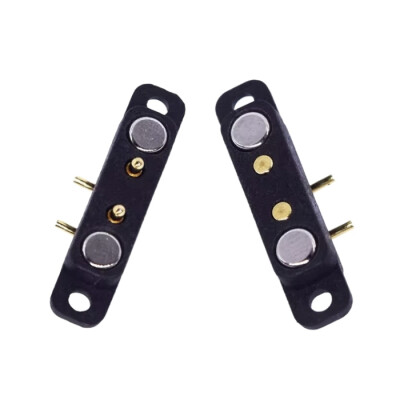 2-Pin 2.54mm 90C Pogo Pin Magnetic Connector Set - With Ear - 1