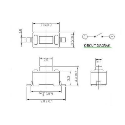 2 Pin 3x6x4.3mm SMD Button - 2