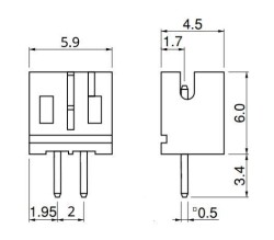 2 Pin JST-PH 2.0 Tunic Connector Male - 2