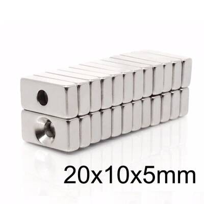 20X10x5-4mm Havşa Delikli Neodyum Güçlü Mıknatıs - Neodim Magnet - 1