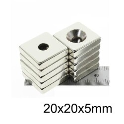 20X20x5-5mm Countersunk Hole Neodymium Strong Magnet 