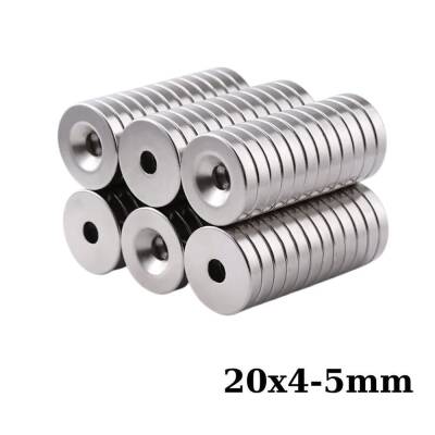 20x4-5mm Havşa Delikli Neodyum Güçlü Mıknatıs - Neodim Magnet - 1