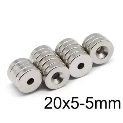 20X5-5mm Havşa Delikli Neodyum Güçlü Mıknatıs - Neodim Magnet - 1