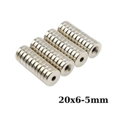 20x6-5mm Havşa Delikli Neodyum Güçlü Mıknatıs - Neodim Magnet - 1