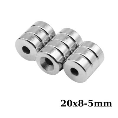 20x8-5mm Havşa Delikli Neodyum Güçlü Mıknatıs - Neodim Magnet - 1