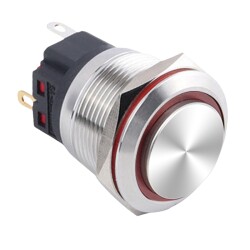 22B-G1Z-E 22mm Çıkık Anahtarlı Işıklı Metal Buton - Kırmızı 