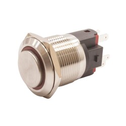 22E-G1-E 22mm Bulge Momentary Illuminated Metal Button - Red - 1