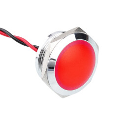 22L-P1 22mm 12-24V Metal Signal Lamp - Red 