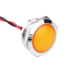 22L-P1 22mm 12-24V Metal Signal Lamp - Yellow 