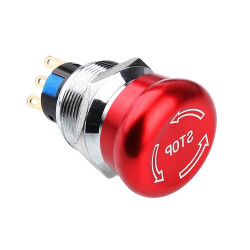 22M-Q1 22mm Metal Emergency Stop Button 1NO+1NC - With Logo 