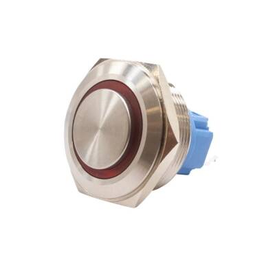 28B-G1Z-E 28mm Bulge Self Locking Illuminated Metal Button - Red - 2