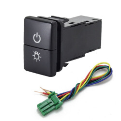 2'li ON-OFF Switch Blue Light 5-Wired 12V 3A - Power + Lamp - 1