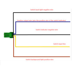 2'li ON-OFF Switch Blue Light 5-Wired 12V 3A - Power + Lamp - 3