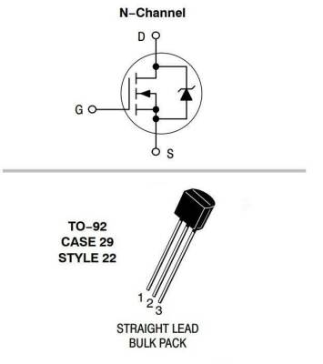 2N7000 Transistor N Channel MOSFET - TO92 - 2