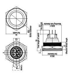 30B-G1 30mm Bulge Momentary Metal Button - 2