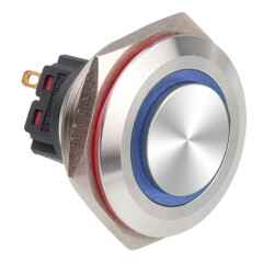 30B-G1-E 30mm Bulge Momentary Illuminated Metal Button - Blue 