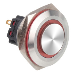 30B-G1-E 30mm Bulge Momentary Illuminated Metal Button - Red - 1