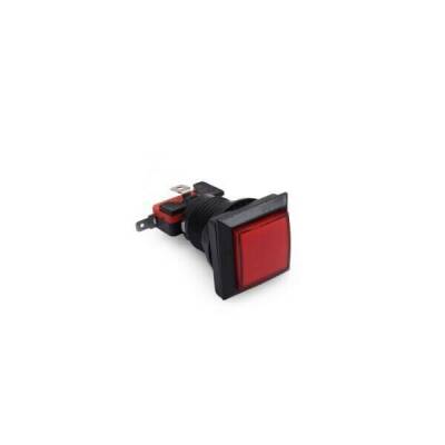 33mm 12V Square Illuminated Game Machine Button - Red - 1