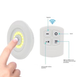 3'lü Uzaktan Kumandalı Kablosuz LED Spot Lamba - 4