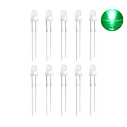 3mm Transparent Green Led Package - 10 Pcs 