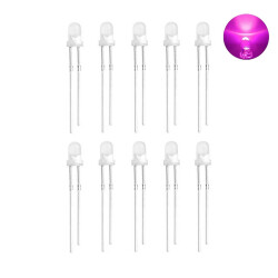 3mm Transparent Pink Led Package - 10 Pcs 