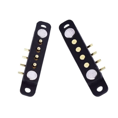 4-Pin 2.54mm 90C Pogo Pin Manyetik Konnektör Takımı - Kulaklı - 1