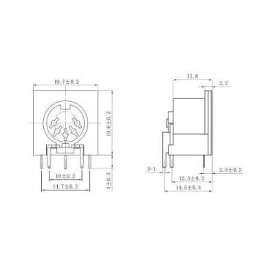 4 Pin Dişi DIN Konnektör - Panel Tipi - 2