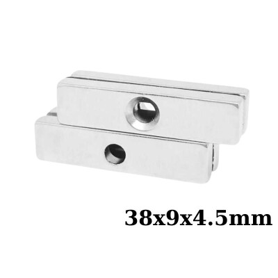 38x9x4.5-5mm Havşa Delikli Neodyum Güçlü Mıknatıs - Neodim Magnet - 1