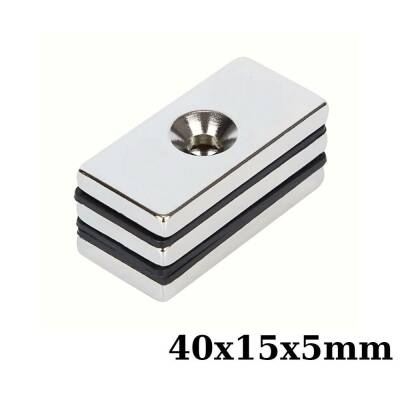 40x15x5-5mm Havşa Delikli Neodyum Güçlü Mıknatıs - Neodim Magnet - 1