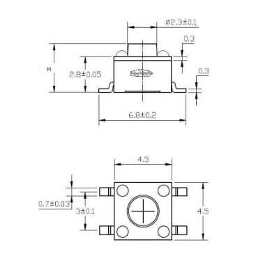 4.5x4.5x5.5mm SMD Tact Button - 2