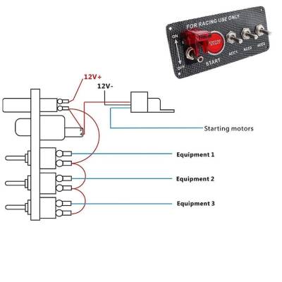 4'lü ON-OFF Toggle Switch Panel - Motor Start Butonlu - 5