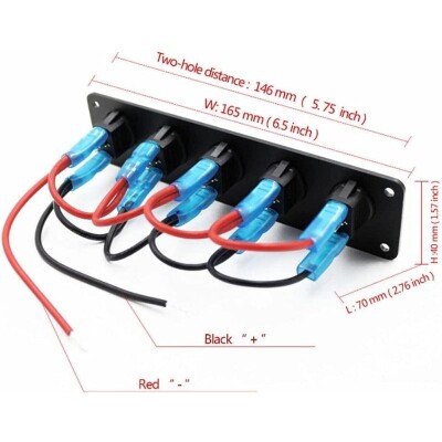 5-Pin ON-OFF Blue Dot Light Switch Switch Panel 12V-24V - 2