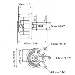 500R 100W BC1 Rheostat Resistor - Potentiometer - 3