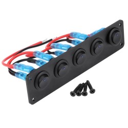 5'li ON-OFF Kırmızı Nokta Işıklı Anahtar Switch Panel 12V-24V - 1