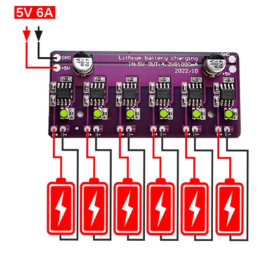 6-Channel Independent 4.2V 18650 Battery Charger Circuit - 3