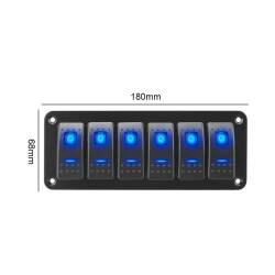 6-pin ON-OFF Blue Light Switch Switch Panel 12V-24V - 3