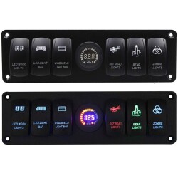 6-Plane ON-OFF Illuminated Switch Switch Panel with 12V-24V Voltage Indicator - 1