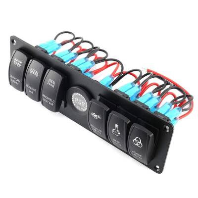 6-Plane ON-OFF Illuminated Switch Switch Panel with 12V-24V Voltage Indicator - 2