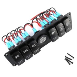 6-Plane ON-OFF Illuminated Switch Switch Panel with 12V-24V Voltage Indicator - 3