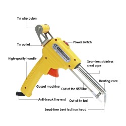 60W Bent Tip Yellow Gun Soldering Iron - Solder Wire Feed - 2