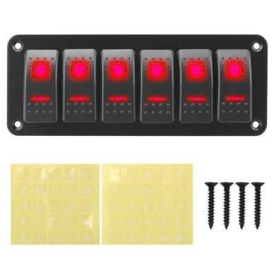 6'lı ON-OFF Kırmızı Işıklı Anahtar Switch Panel 12V-24V - 1