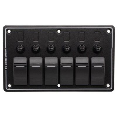 6'lı ON-OFF Kırmızı Işıklı Anahtar Switch Panel - Aşırı Akım Korumalı - 1