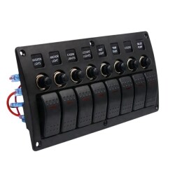 8'li ON-OFF Kırmızı Işıklı Anahtar Switch Panel - Aşırı Akım Korumalı - 1