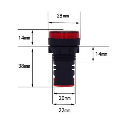 AD16-22DS 12-24V AC/DC Signal Lamp - Red - 2