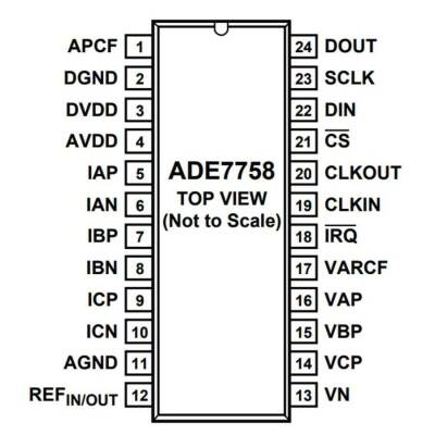 ADE7758ARWZ SOIC-24 Multifunctional Energy Measurement Integrated Circuit - 2