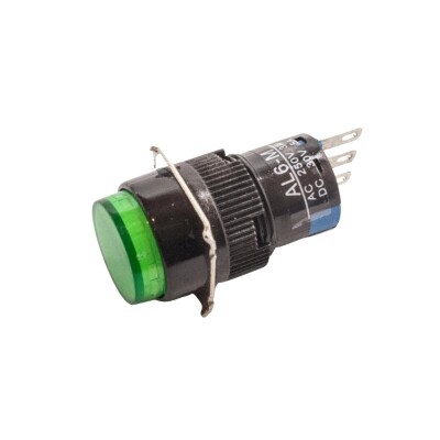 AL6-M 16mm 30V Green Spring Button - 1